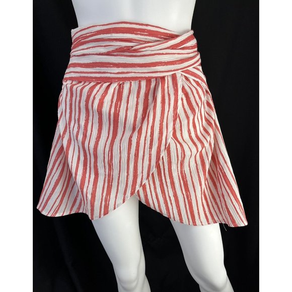womens wrap around skirt size small by L’ATISTE. red/white pinstripe - Picture 2 of 11